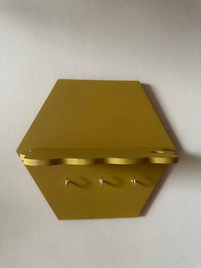 Mustard Hexagon Hub Wall Shelf