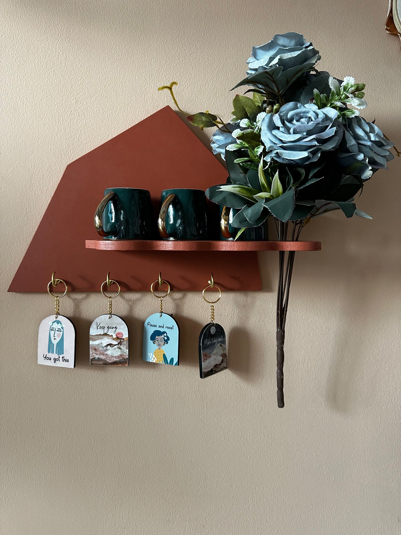 Copper Decagon Split Wall Shelf