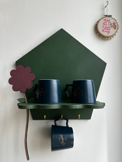 Dark Green Pentagon Peak Wall Shelf