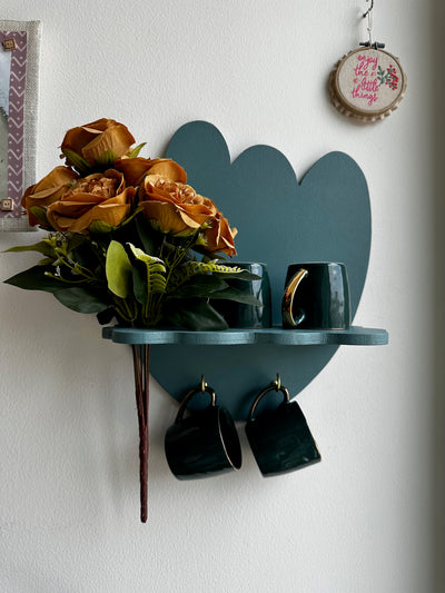 Teal Floral Fantasy Wall Shelf