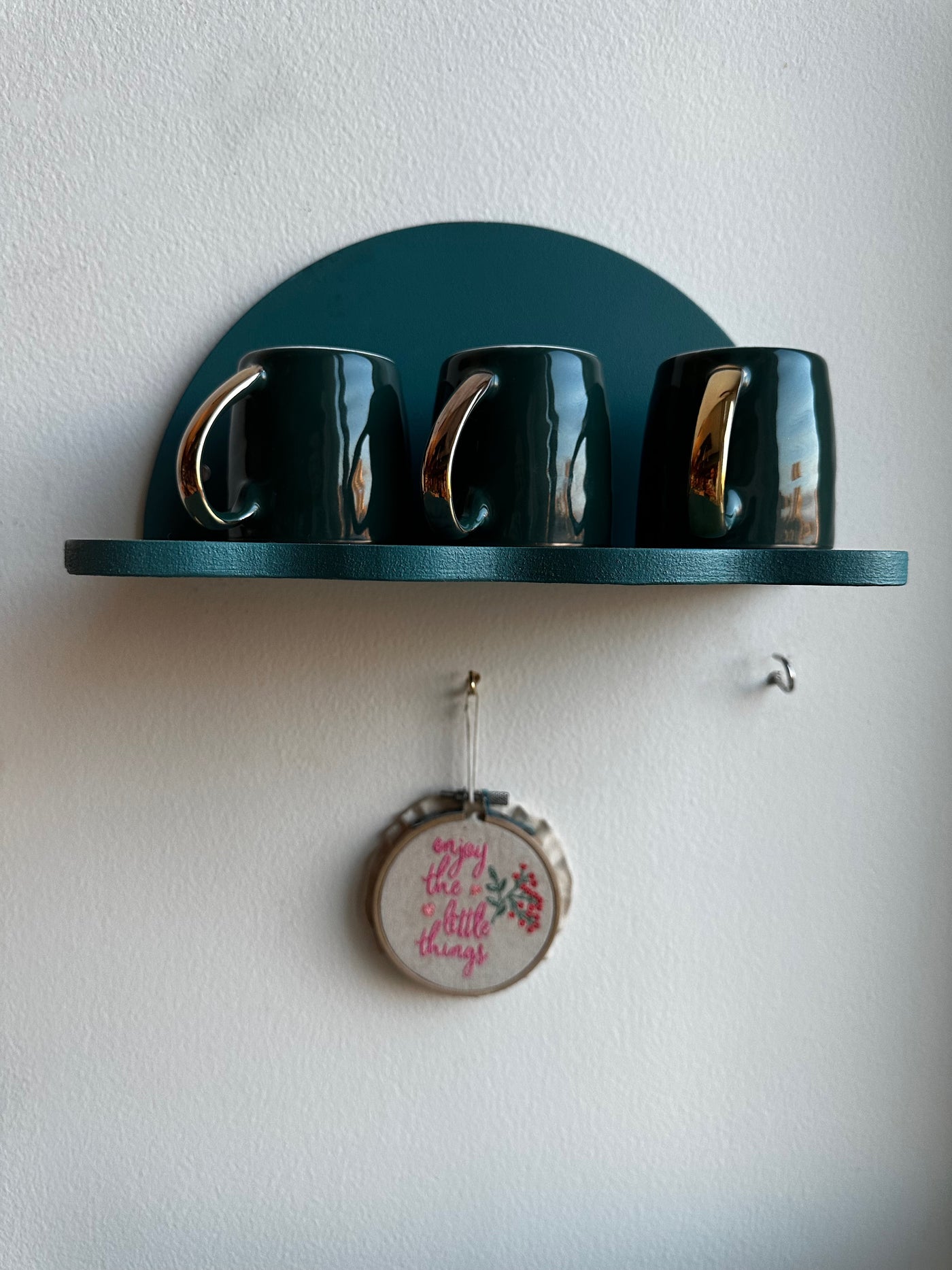 Teal Semi Moon Wall Shelf