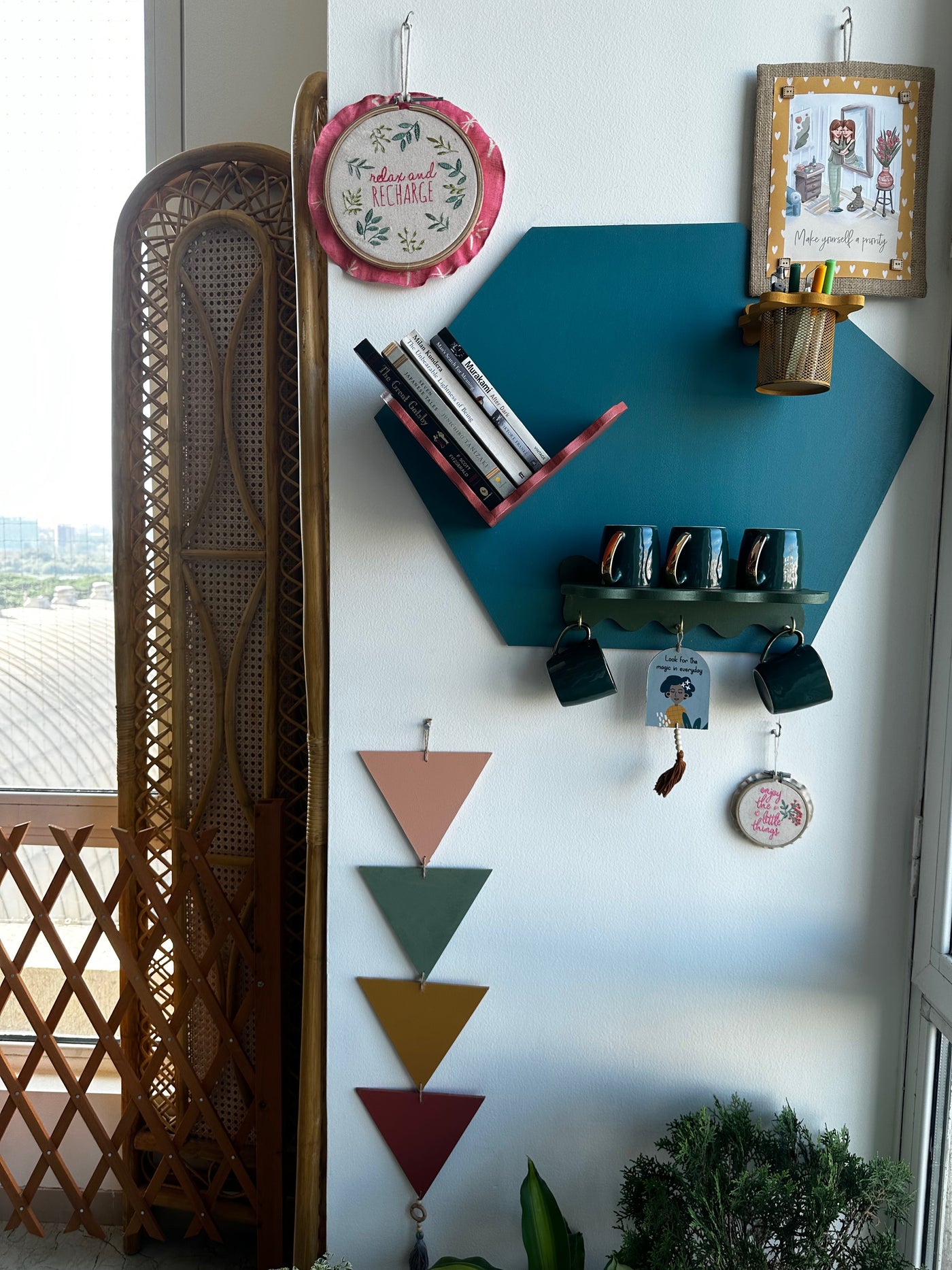 Teal Blue Hexa Harmony Wall Shelf