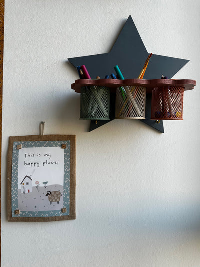 Smoky Gray Twinkle Star Stationery Organiser