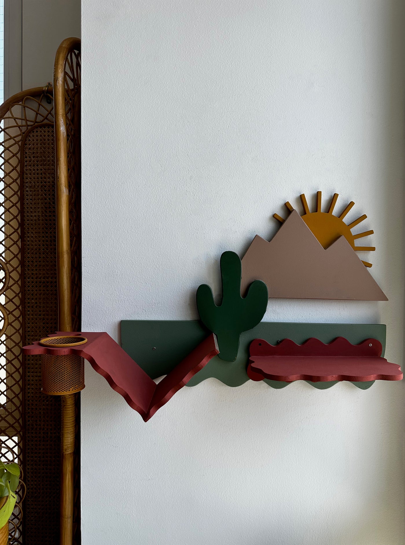 Sunlit Cactus Wall Shelf