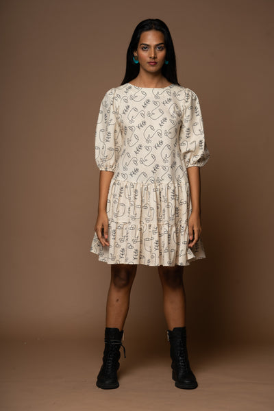 Hushed Murmur Short Boho Dress in Growing Thoughts Pattern