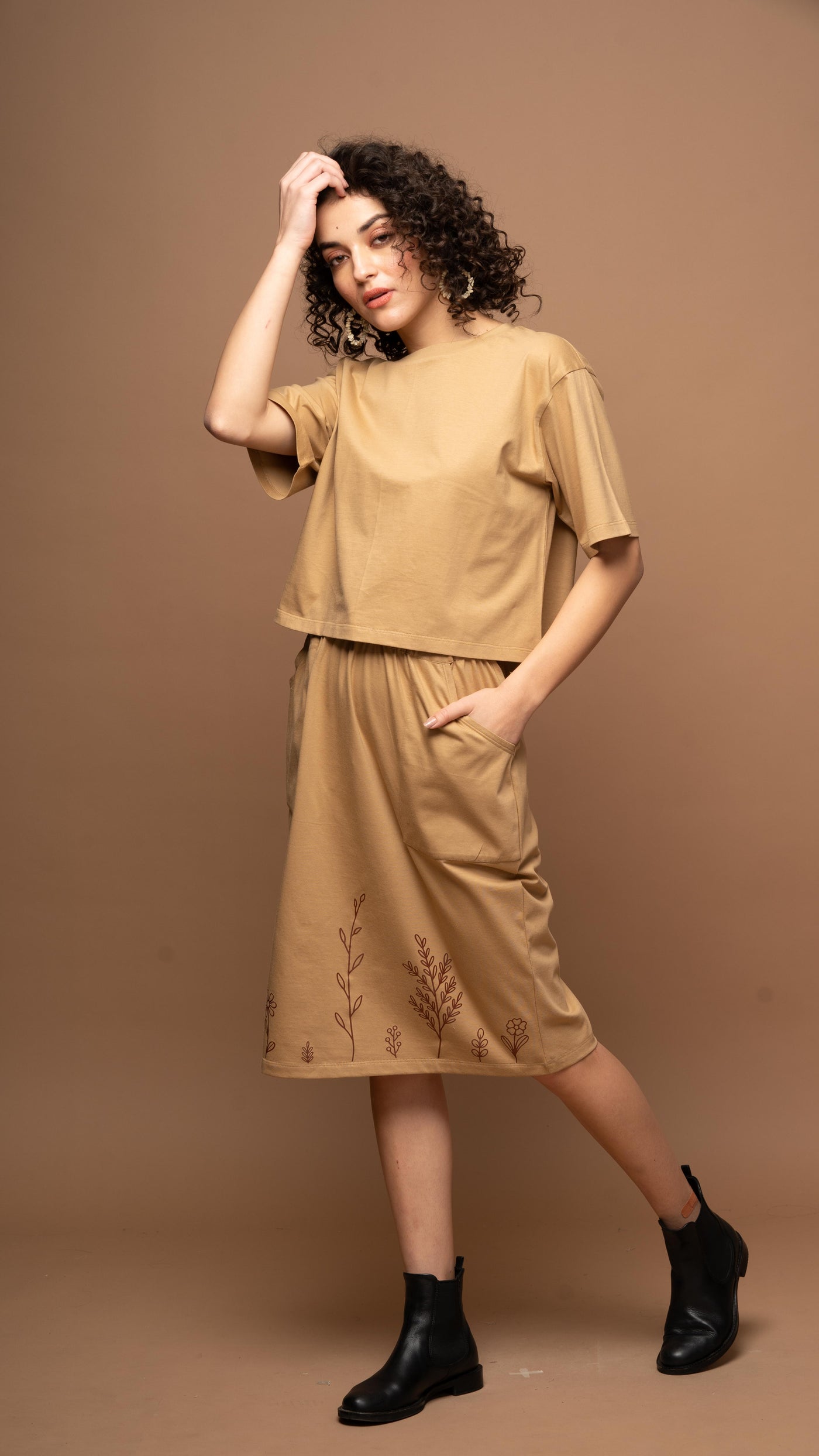 Sands & Leaves - Beige Skirt Co-ord