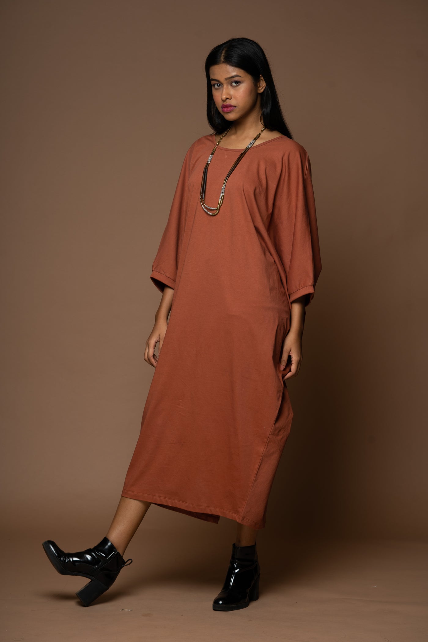 Wings of Style Jersey Dress - Rust