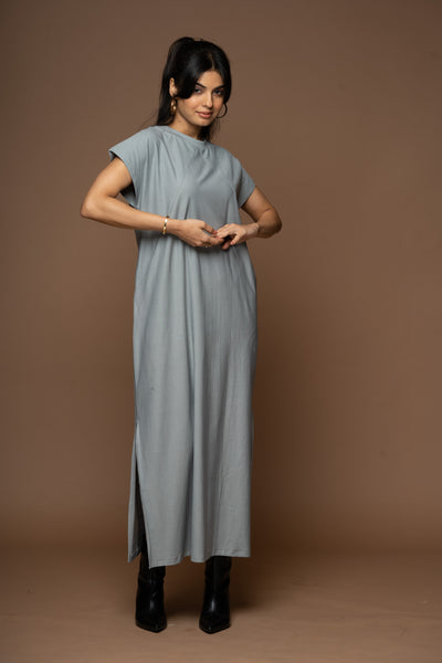 Tri-Cut Comfort Jersey Dress - Gray Blue