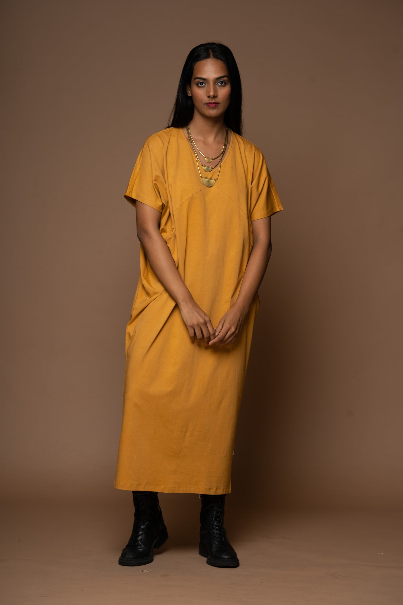 Sunny Days Jersey Dress - Mustard