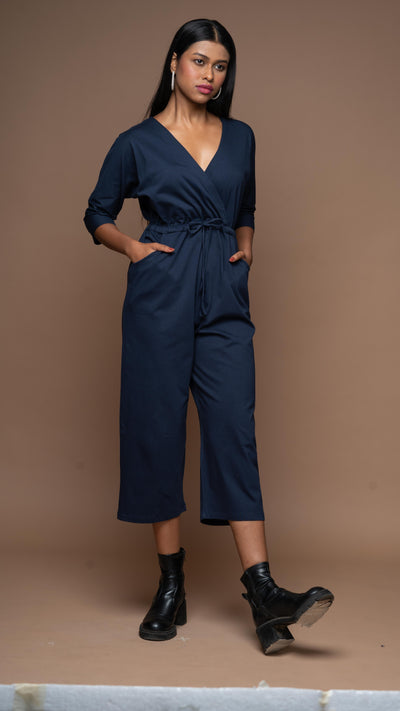 Timeless Crossover Jumpsuit in Navy Blue