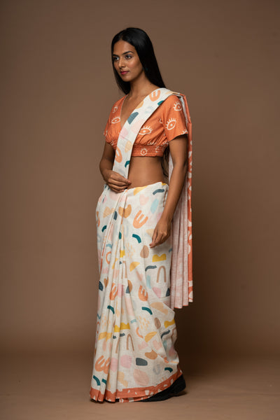 Mystical Echoes Linen Sari