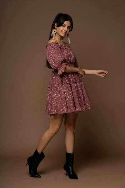 Delicate Drapes Short Boho Dress in The Only Truth Pattern