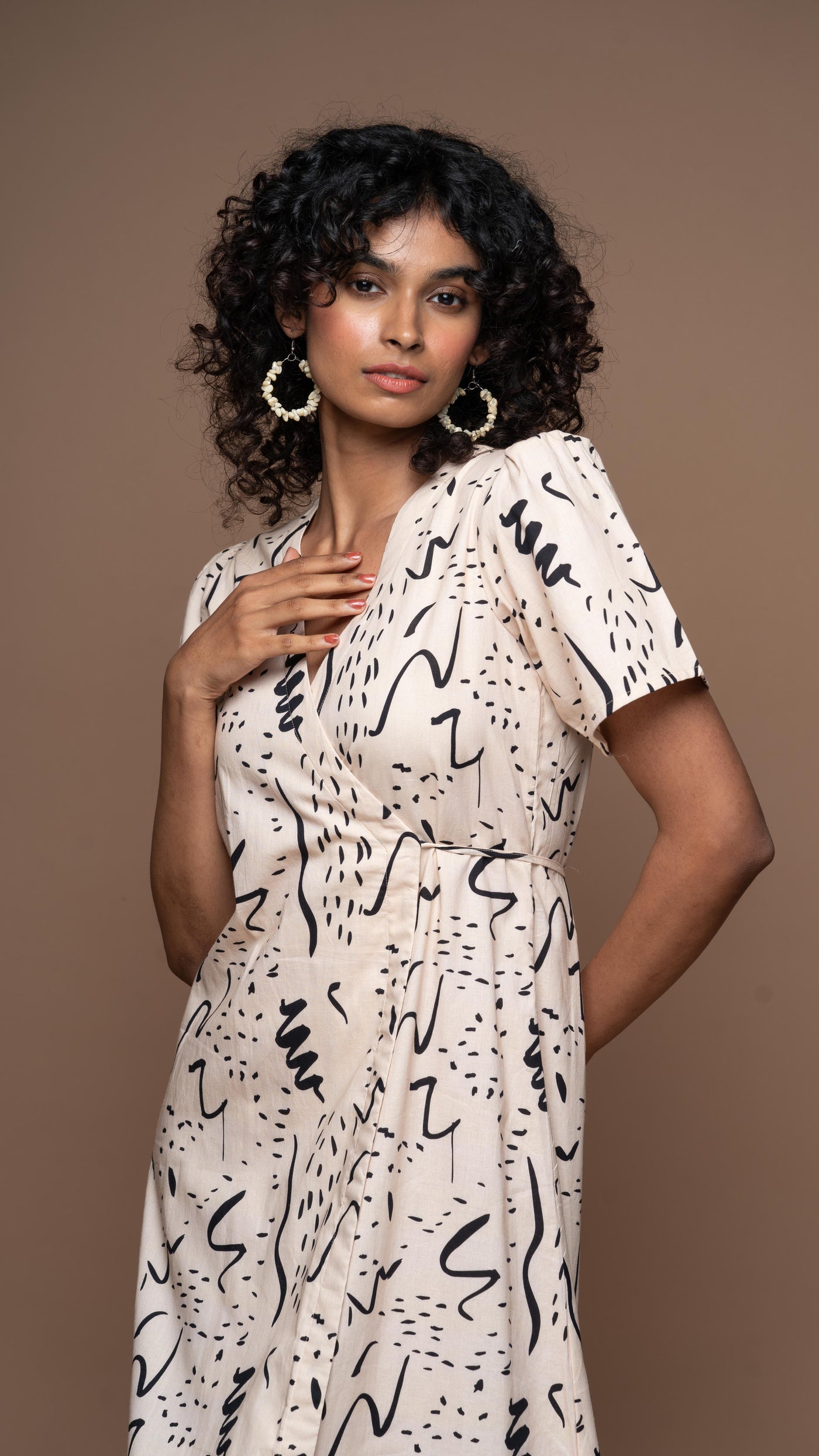 Tie and Twirl Midi Wrap Dress in Notes and Scribbles Pattern