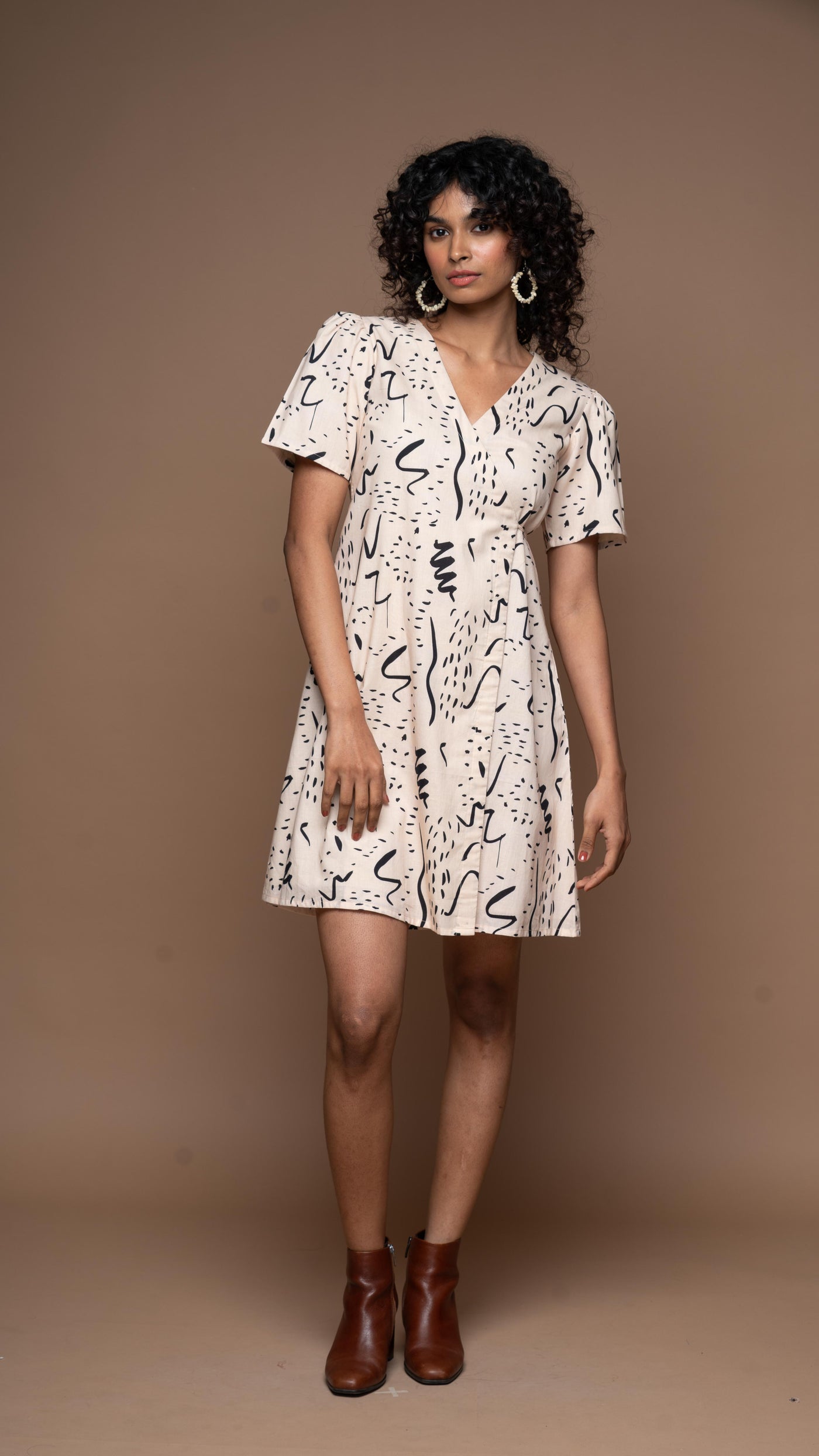 Tie and Twirl Short Wrap Dress in Notes and Scribbles Pattern