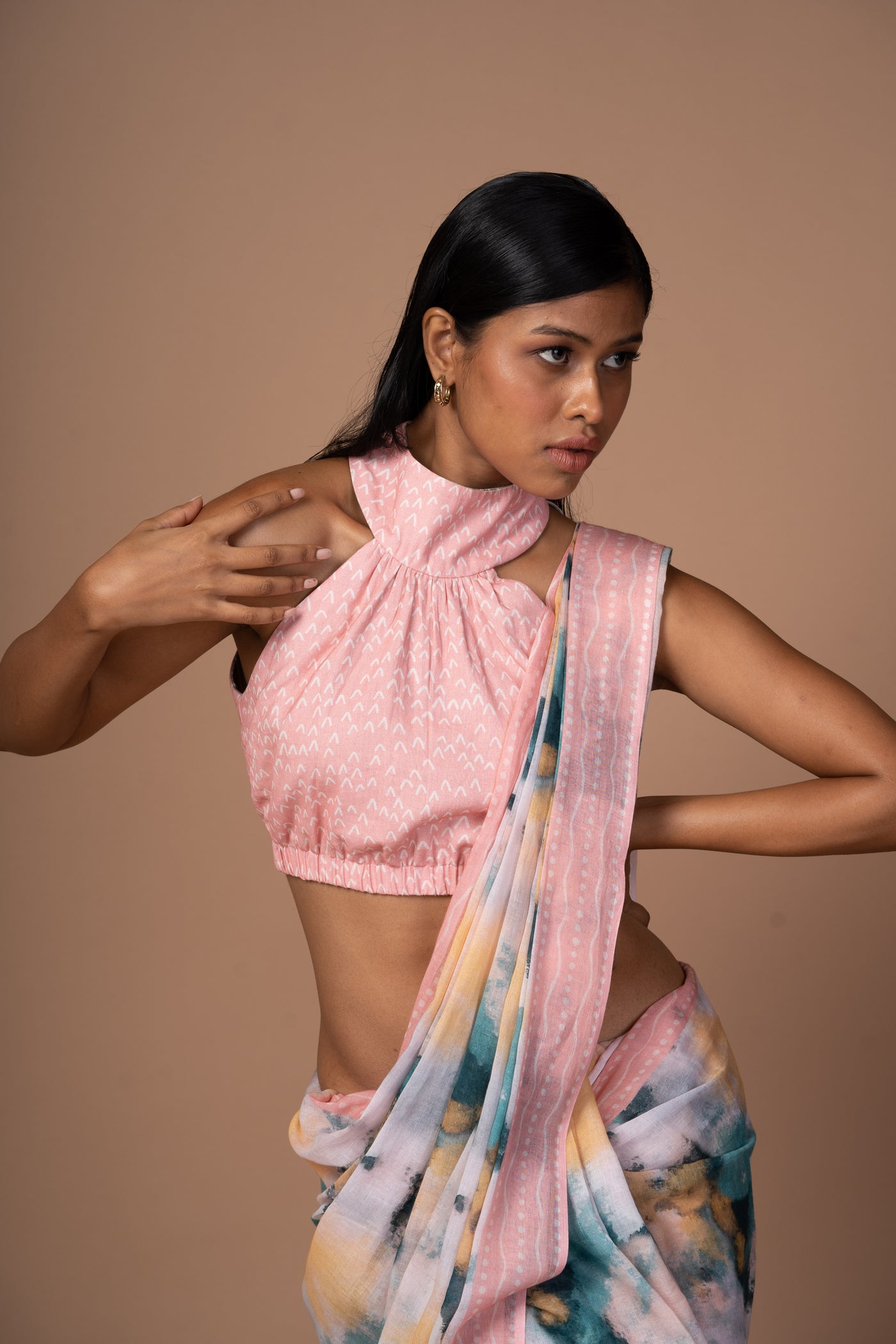 Serene Splash Cotton Sari