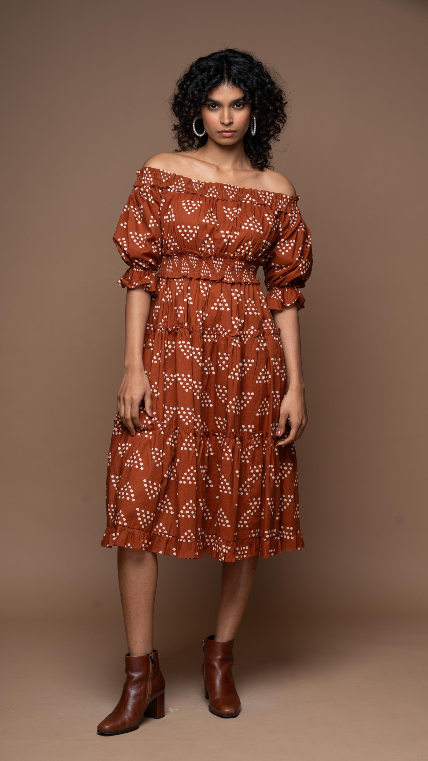 Delicate Drapes Midi Boho Dress in I can and I will Pattern