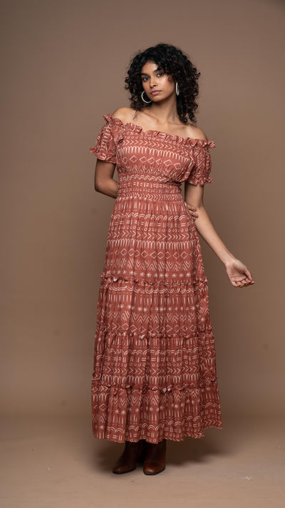 Universal Chic Long Dress in Lost without you Pattern