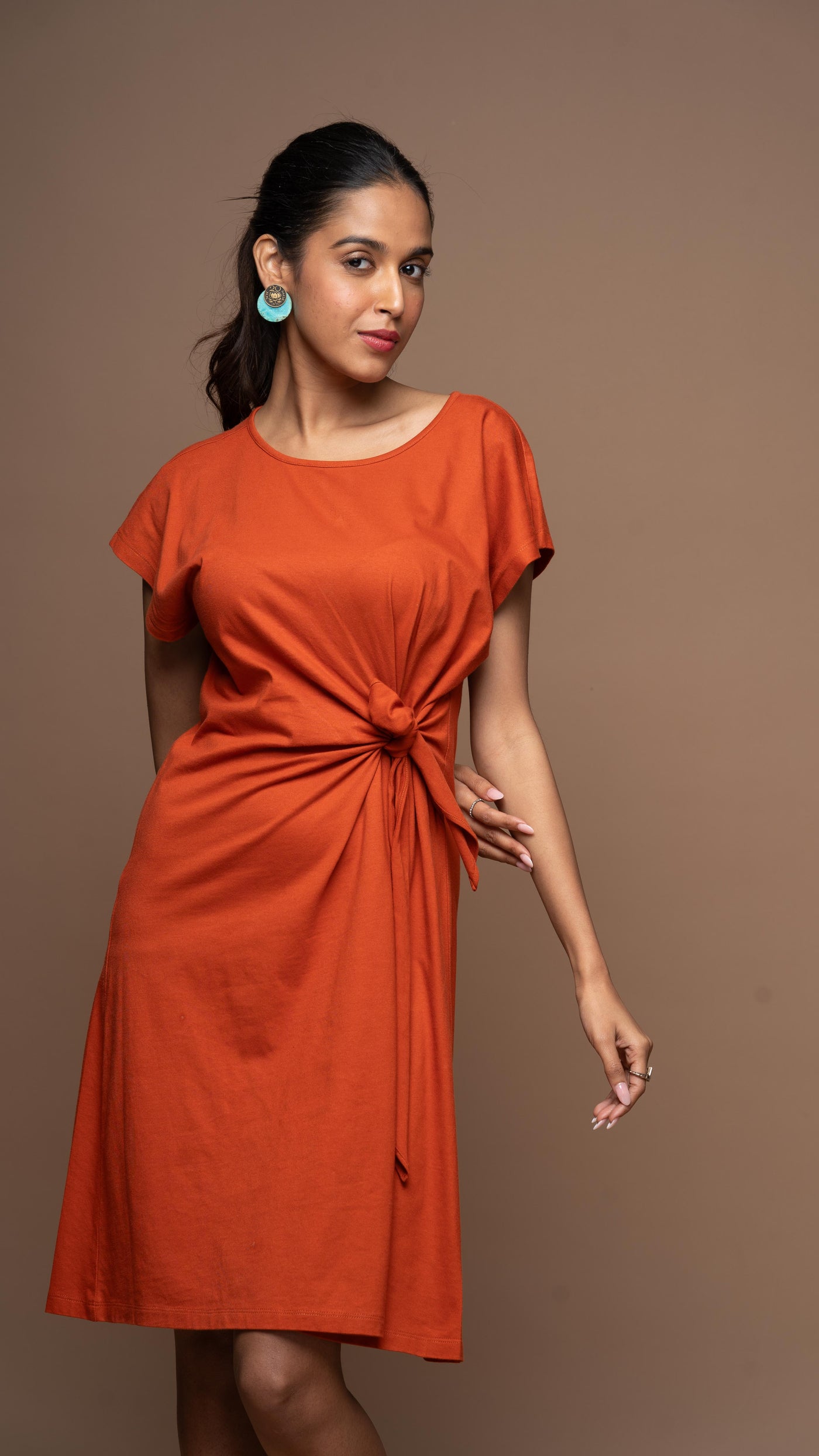 Knot Me Pretty Jersey Dress - Rust