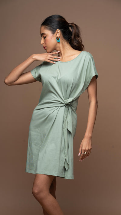 Knot Me Pretty Jersey Dress - Sage Green