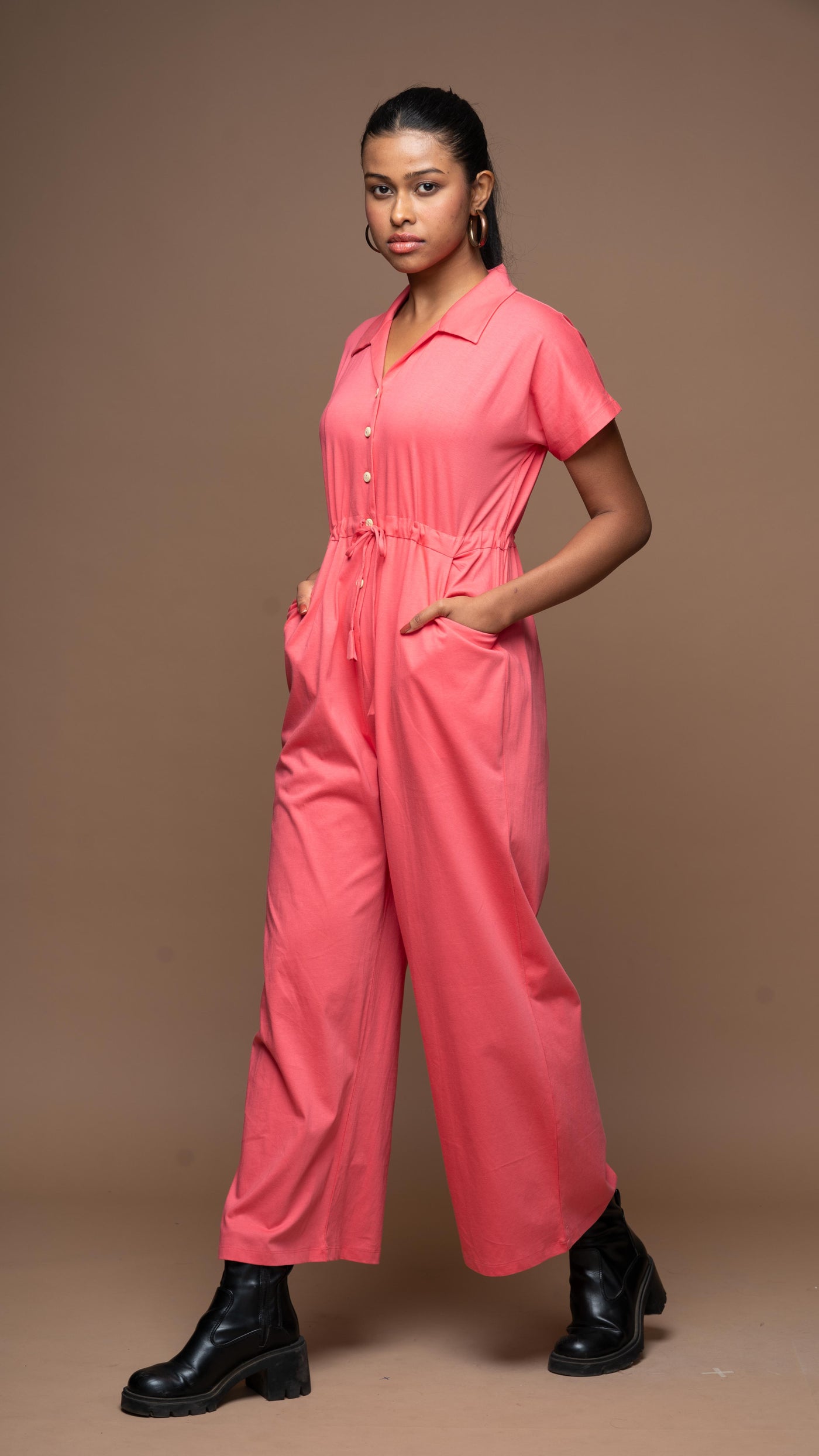 Collarista Jumpsuit in Fuchsia