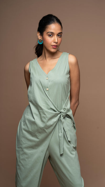 Knot & Twist Jumpsuit in Dusty Sage