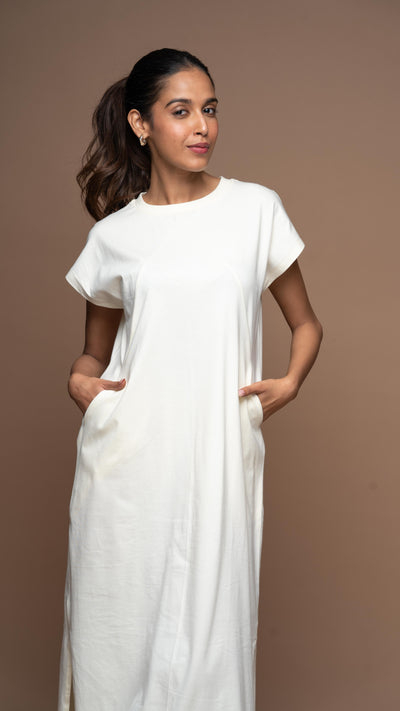 Tri-Cut Comfort Jersey Dress - Antique White