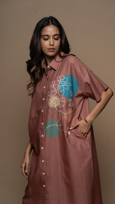 Muted Desert Rose Petal Princess Shirt Dress