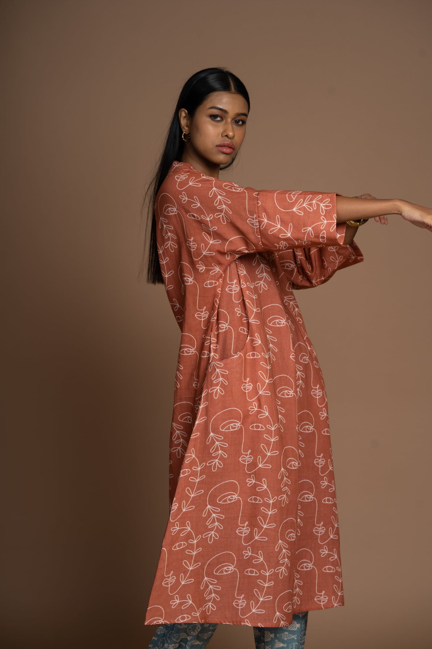 Rust Fira Kurta in Keep Growing Pattern