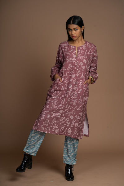 Plum Juno Kurta in In our cave Pattern