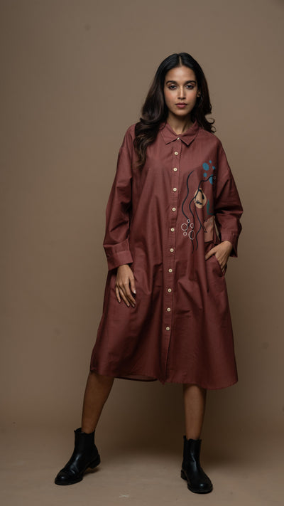 Marsala Tranquil Lady Shirt Dress