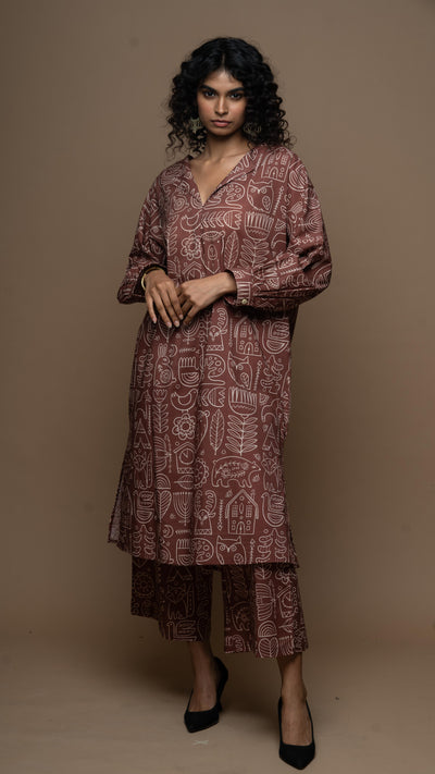 Marsala Sana Co-ord Kurta Set in Simply Scandi Pattern