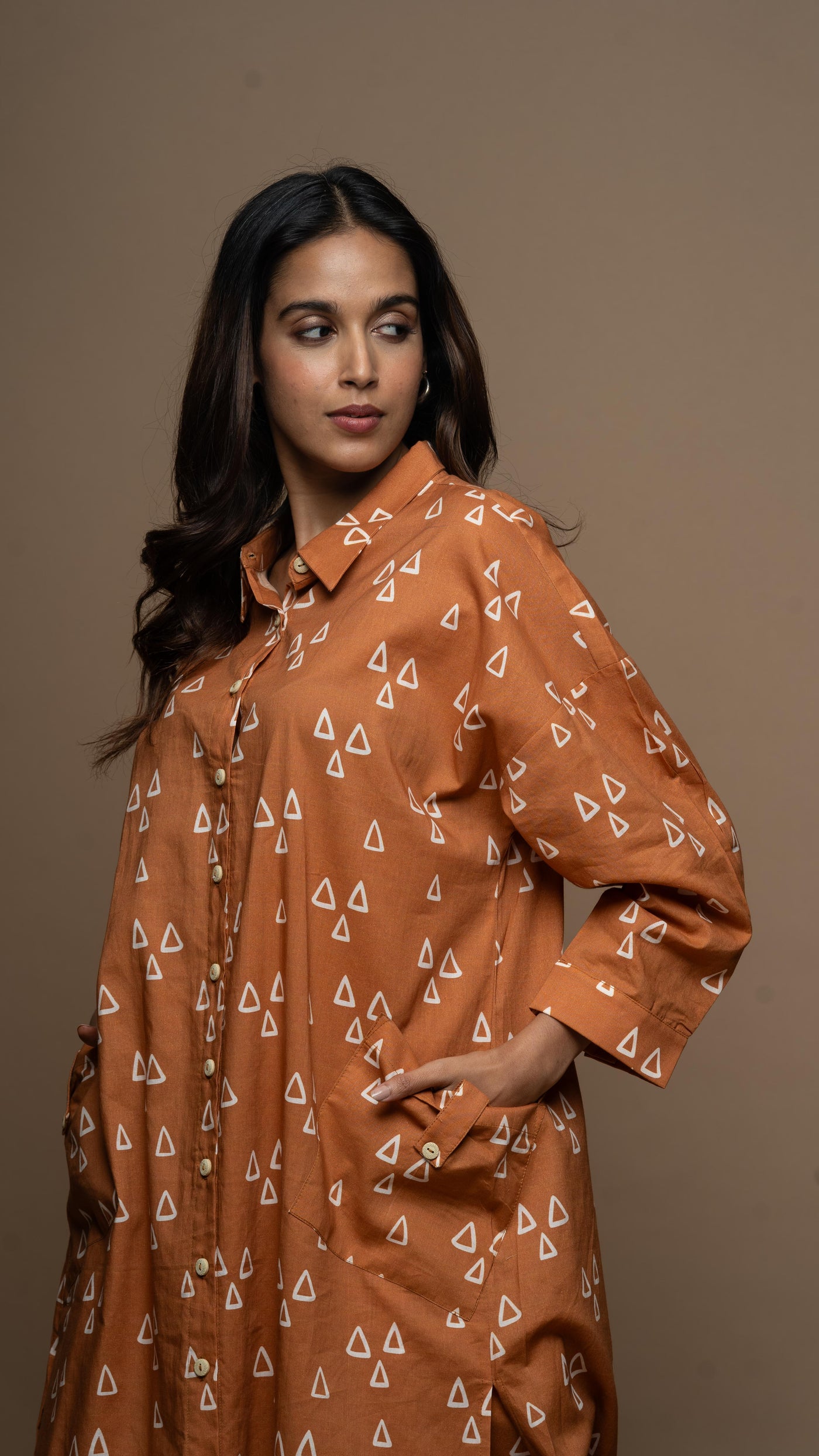 Copper Nyra Co-ord Kurta Set in Guardian Angels Pattern