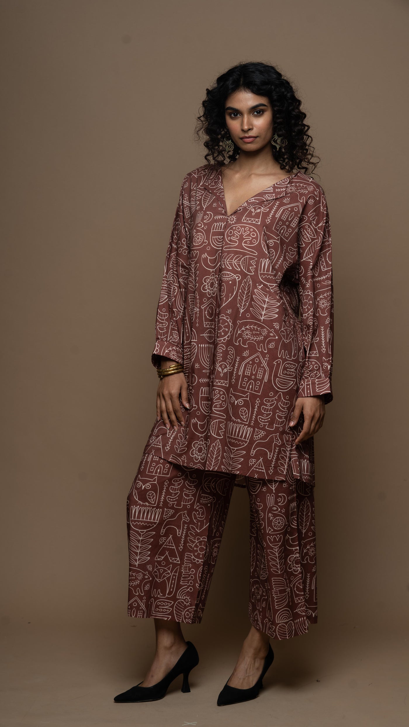 Marsala Sana Co-ord Kurta Set in Simply Scandi Pattern