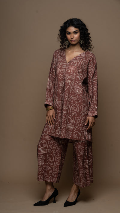 Marsala Sana Co-ord Kurta Set in Simply Scandi Pattern