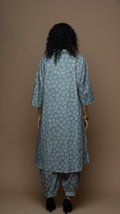 Muted Blue Lina Co-ord Kurta Set in We Grow Pattern