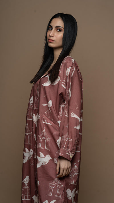 Muted Mauve Sana Co-ord Kurta Set in Always Free Pattern