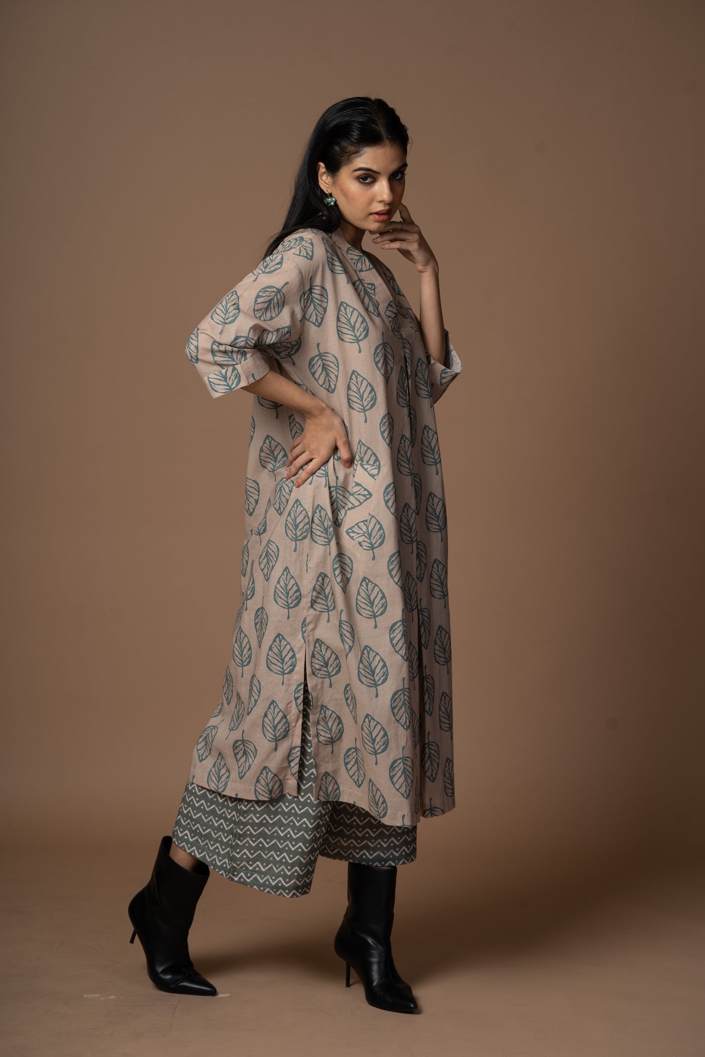 Beige Luma Kurta in We are one Pattern