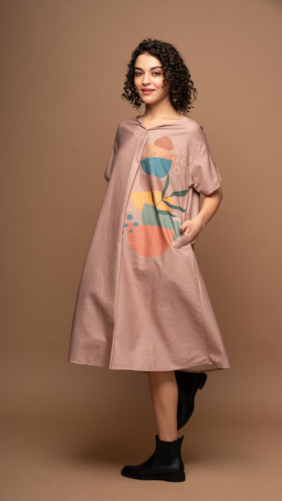 Pale Mauve Semicircle Stacks Shirt Dress