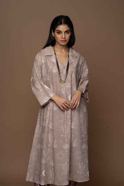 Beige Fira Kurta in All together again Pattern