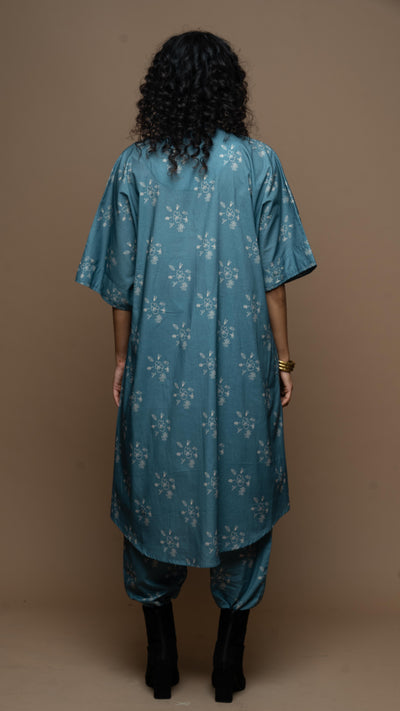 Muted Blue Anya Co-ord Kurta Set in All of me Pattern