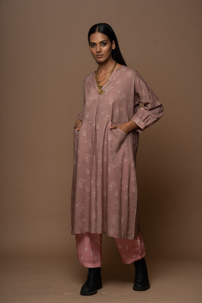 Mocha Sway Kurta in Good Morning Pattern