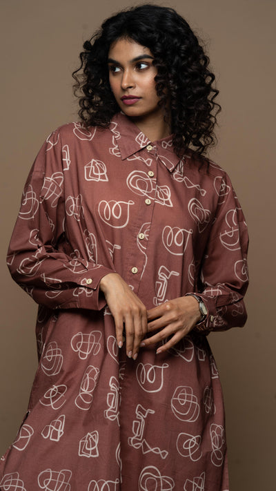 Marsala Arya Co-ord Kurta Set in And I dream more Pattern