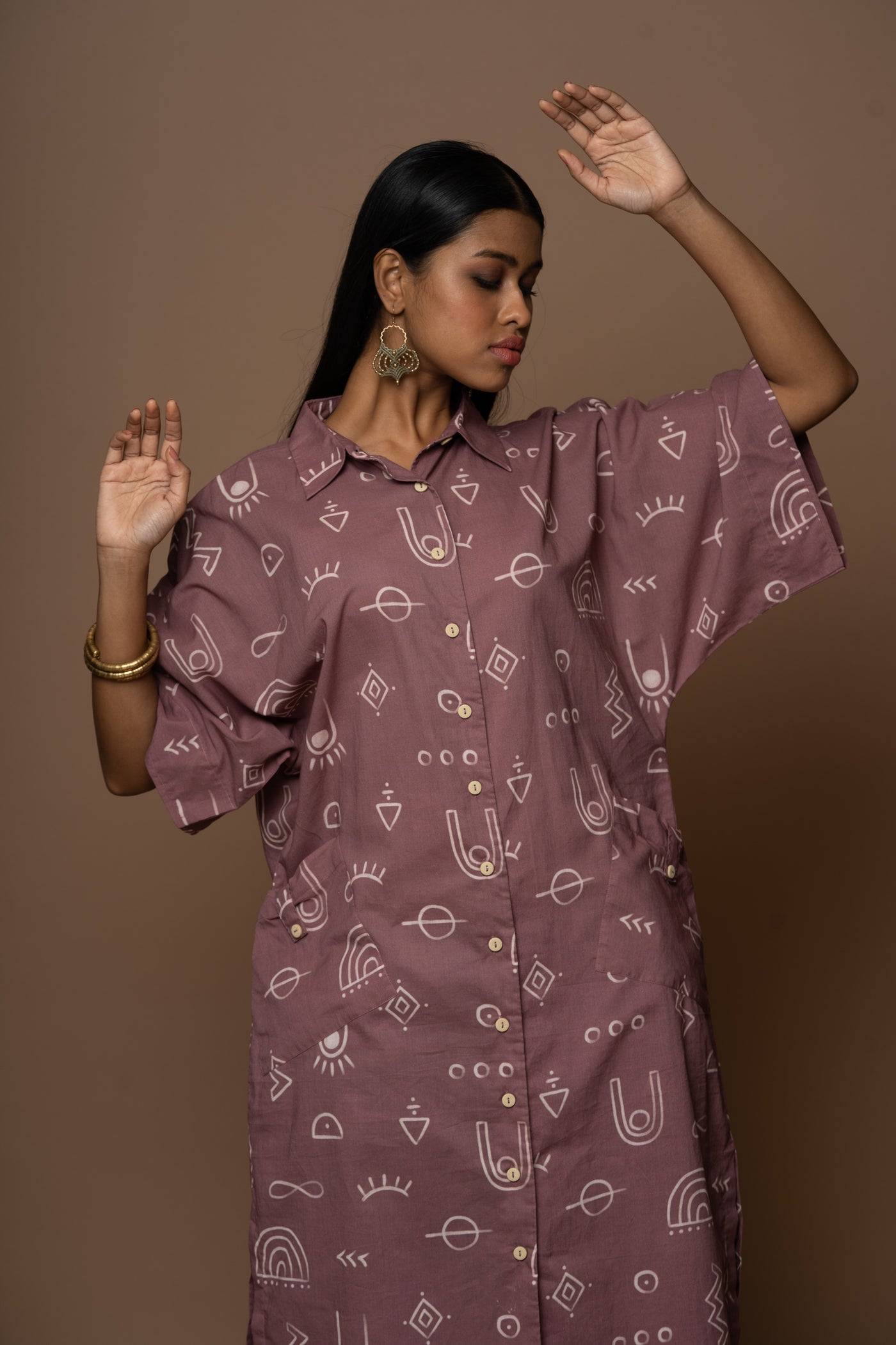 Dusty Mauve Zena Kurta in As boho as it gets Pattern