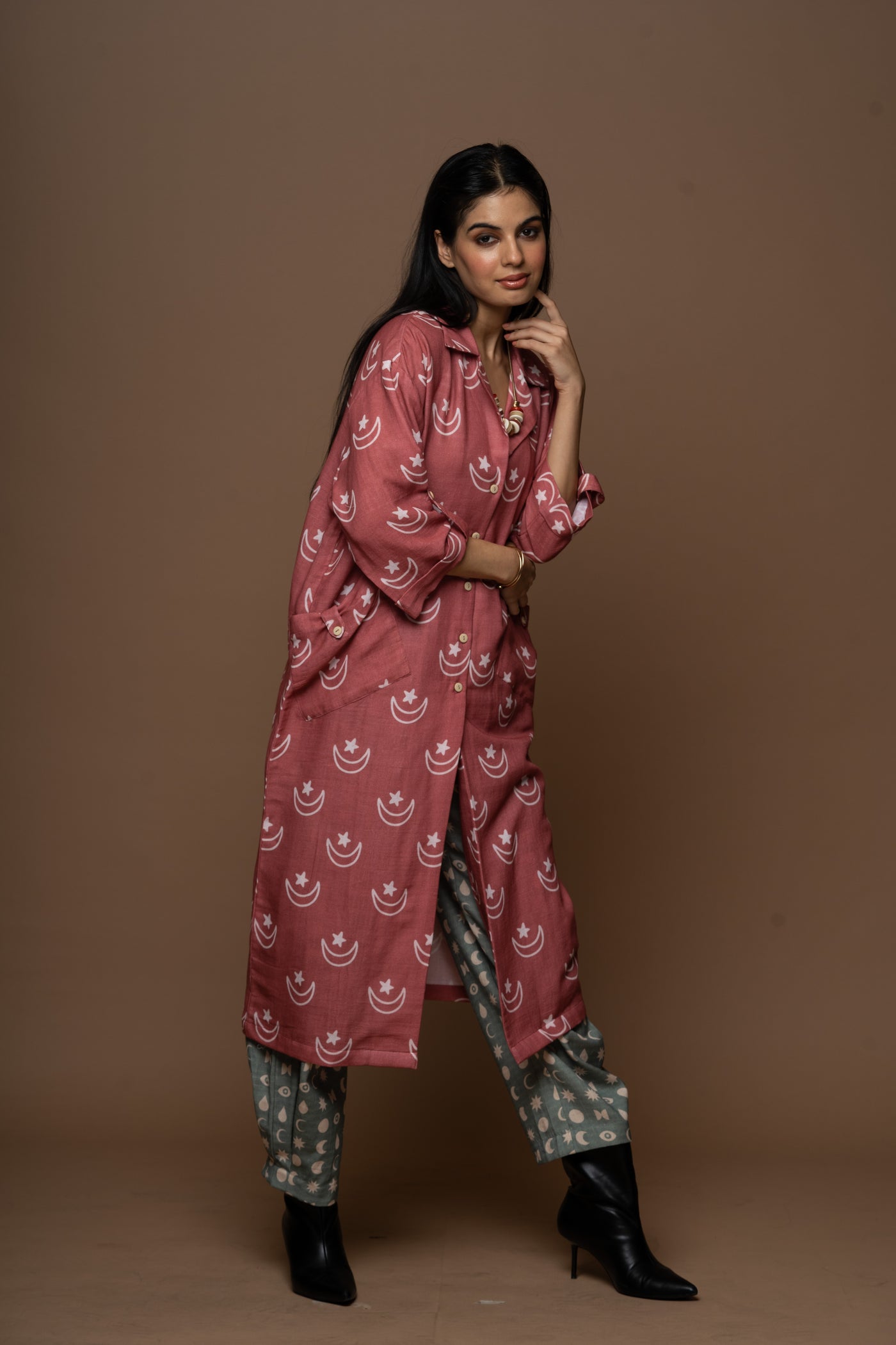 Dusty Rose Raya Kurta in Never too soon Pattern