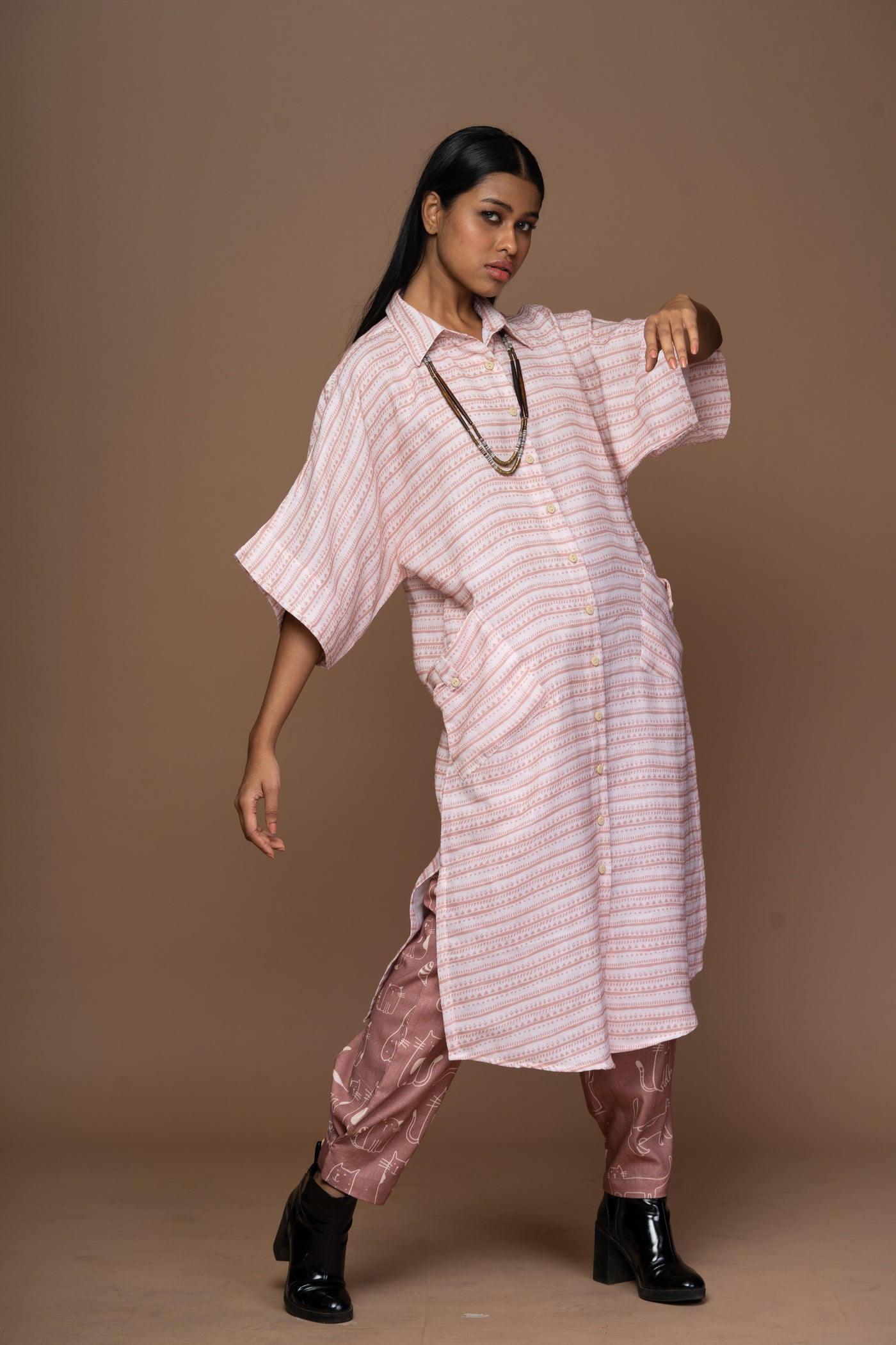 Blush Zena Kurta in Combing Through Pattern