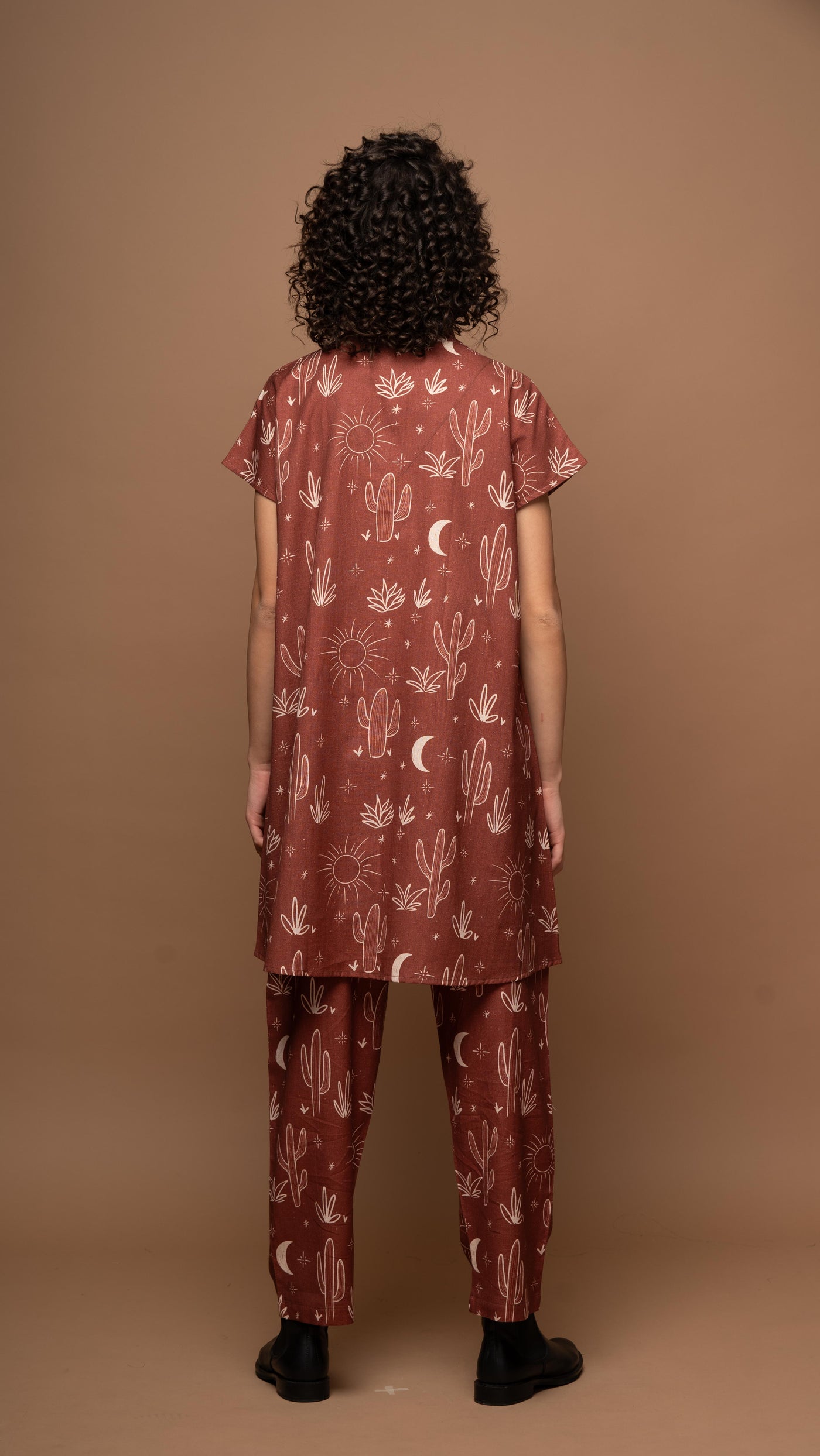 Deep Rust Whimsy Co-ord Pants Set in Siesta in the desert Pattern