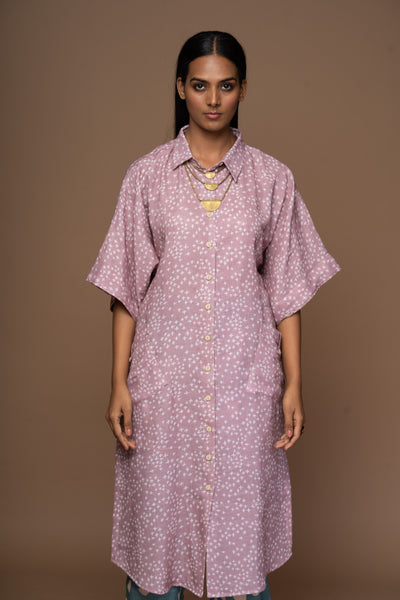 Pale Mauve Zena Kurta in Positive Vibes Pattern