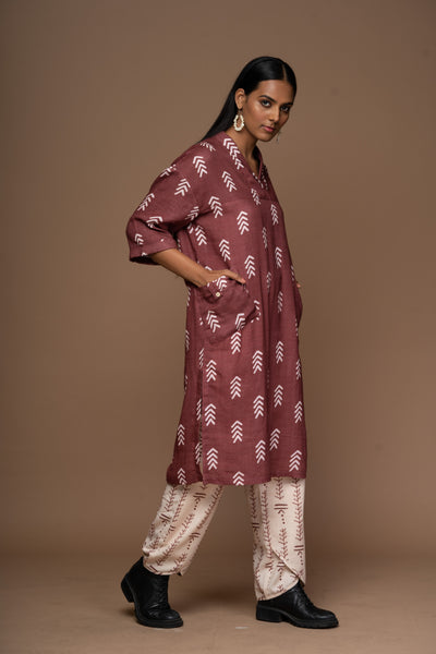 Plum Kiva Kurta in Altruist Pattern