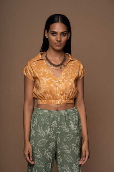 Mustard Collar Me In Crop Top