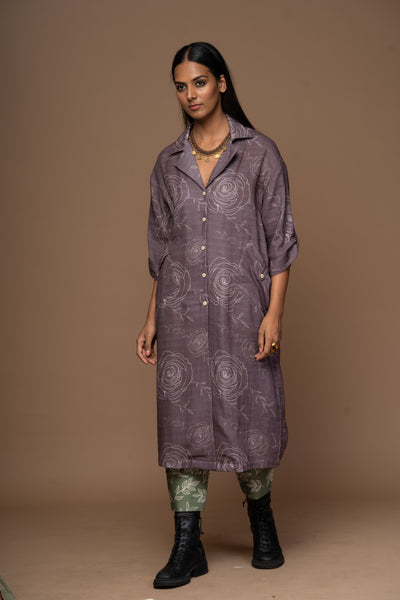 Plum Raya Kurta in Scents of Memories Pattern